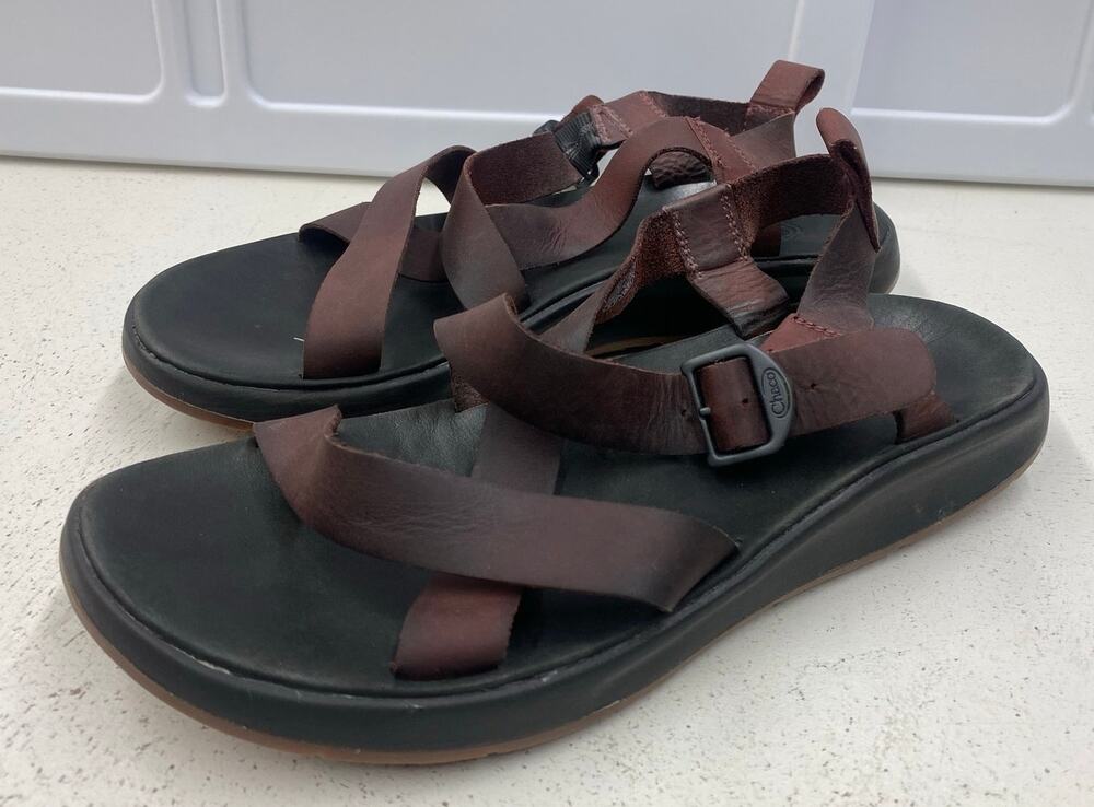 Men Chaco Wayfarer Port burgundy leather strap outdoor sandals shoes, 9